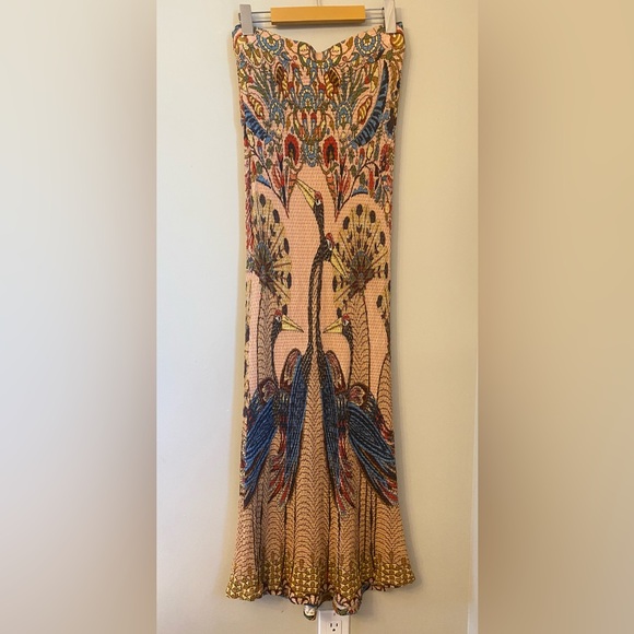FARM Rio for Anthropologie Peacock Maxi Skirt Floral Bohemian Size Small - Picture 6 of 13